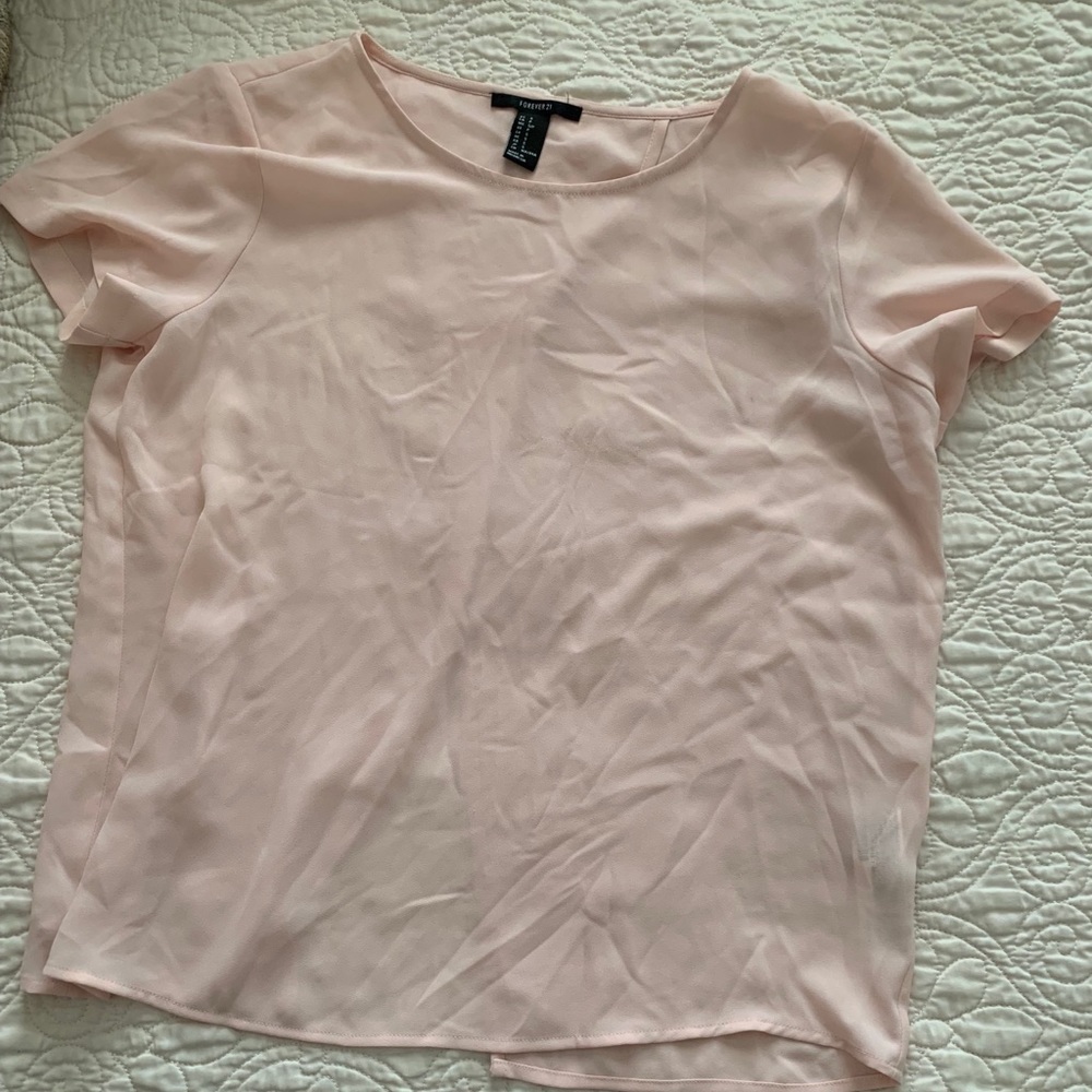 Pink open back sheer top